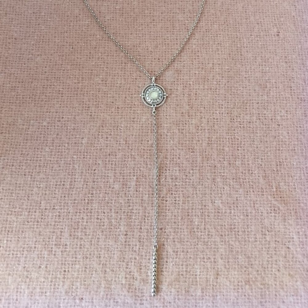 Lucky Brand Silver Tone Chain Lariat Necklace